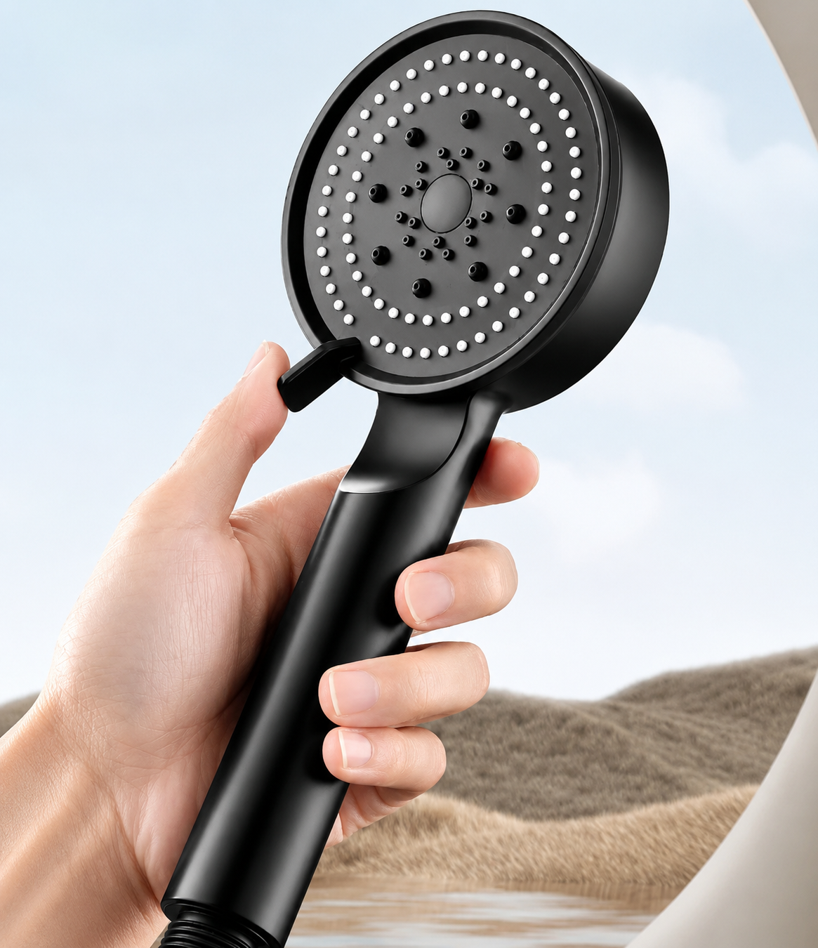 Black Handheld Shower with 1.5 Meter, Tube & wall Hook, Shower for Bathroom.
