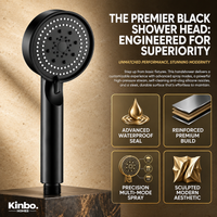 Black Handheld Shower with 1.5 Meter, Tube & wall Hook, Shower for Bathroom.