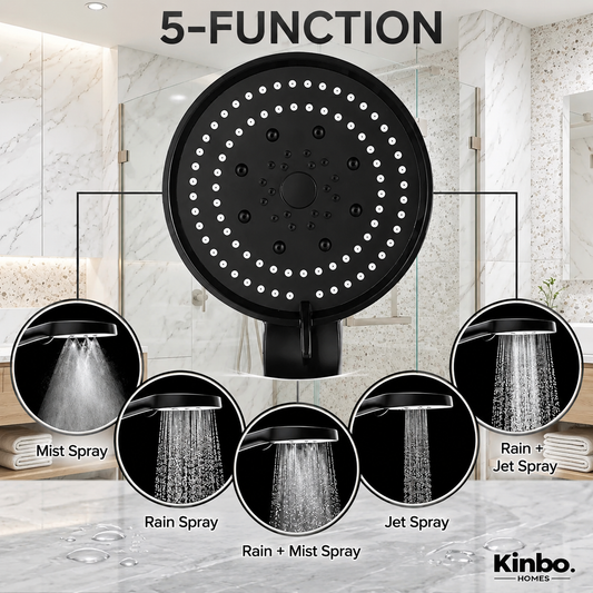 Black Handheld Shower with 1.5 Meter, Tube & wall Hook, Shower for Bathroom.