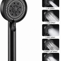 Black Handheld Shower with 1.5 Meter, Tube & wall Hook, Shower for Bathroom.